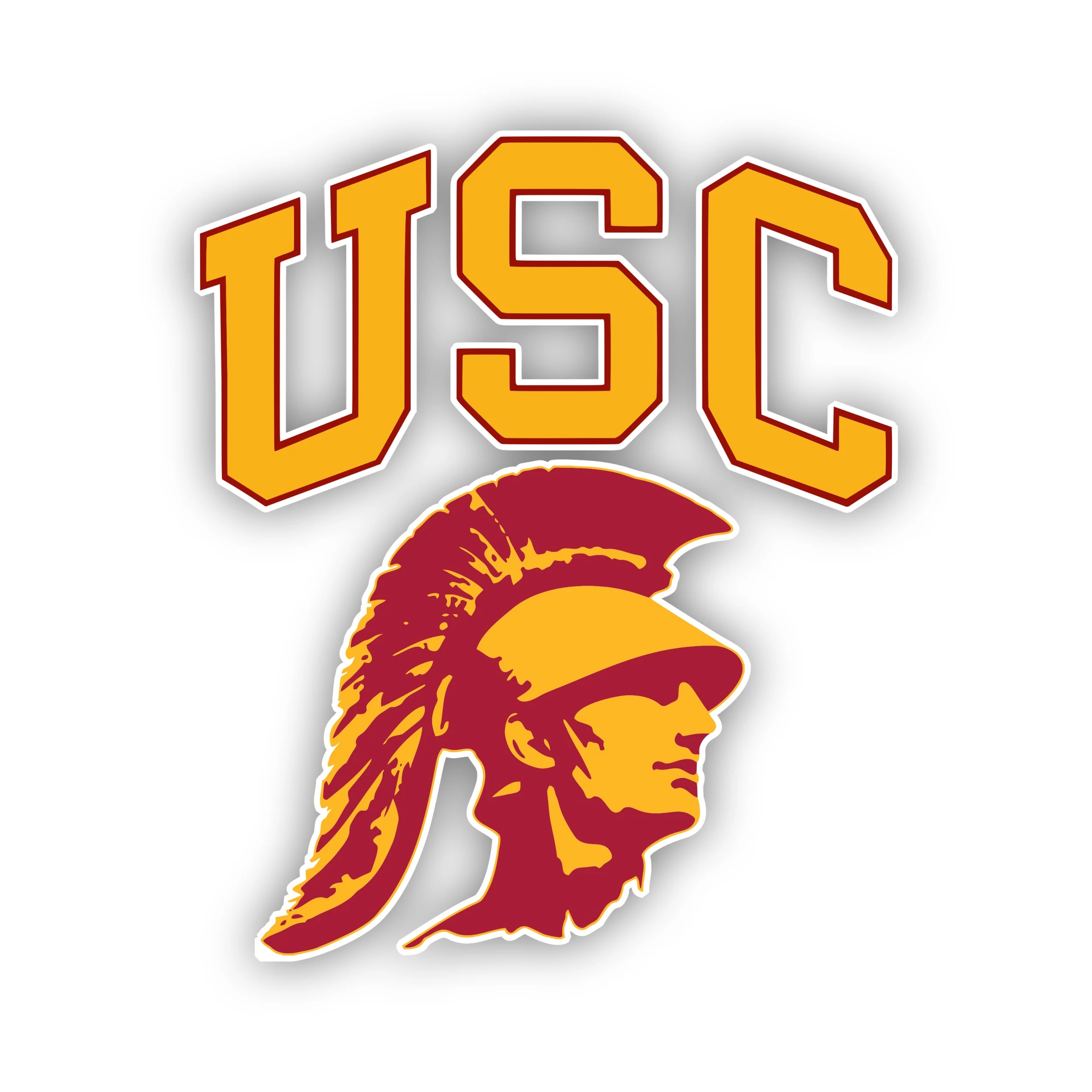 USC Trojans - Yellow USC with Trojan Head - Iron On DTF Transfer - Custom Size