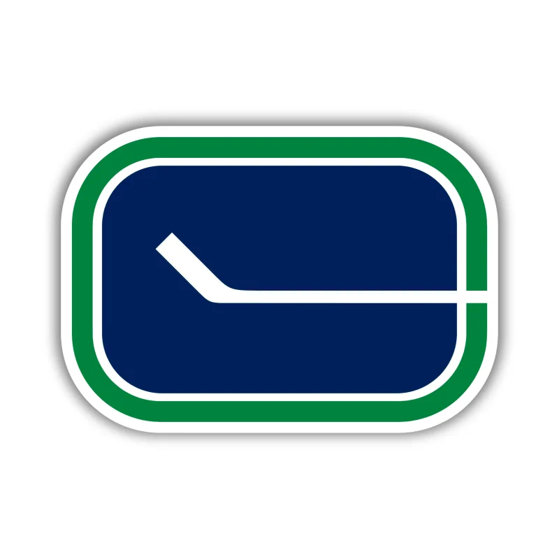 Vancouver Canucks - Rectangle With Hockey Stick - Full Color Vinyl Sticker - Custom Size