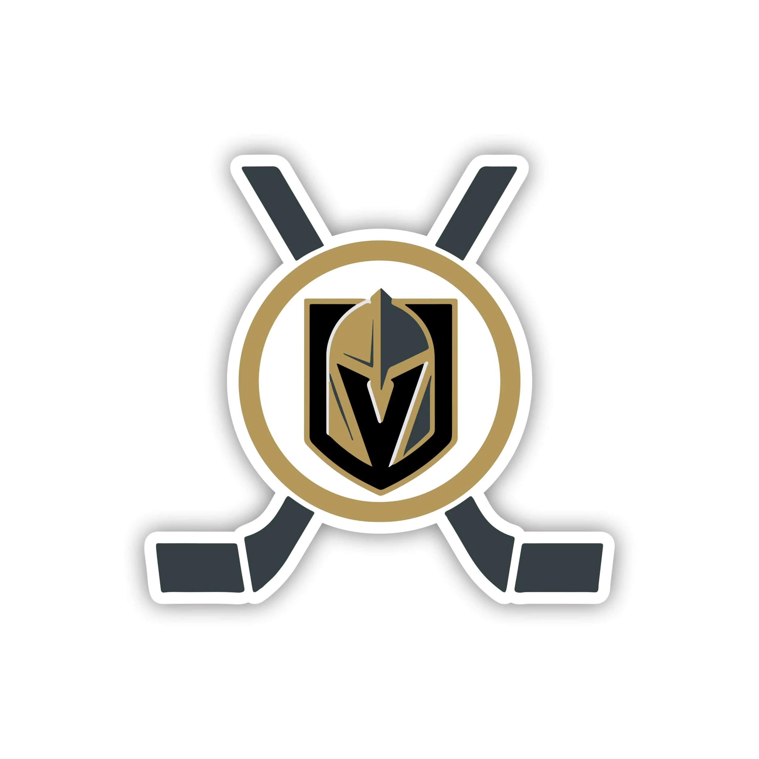 Vegas Golden Knights - Hockey Puck With Hockey Sticks Crossed - Iron On DTF Transfer - Custom Size