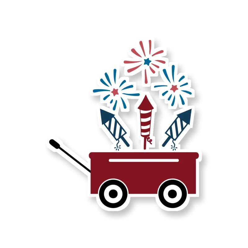 Wagon with Fireworks - Iron On DTF Transfer - Custom Size