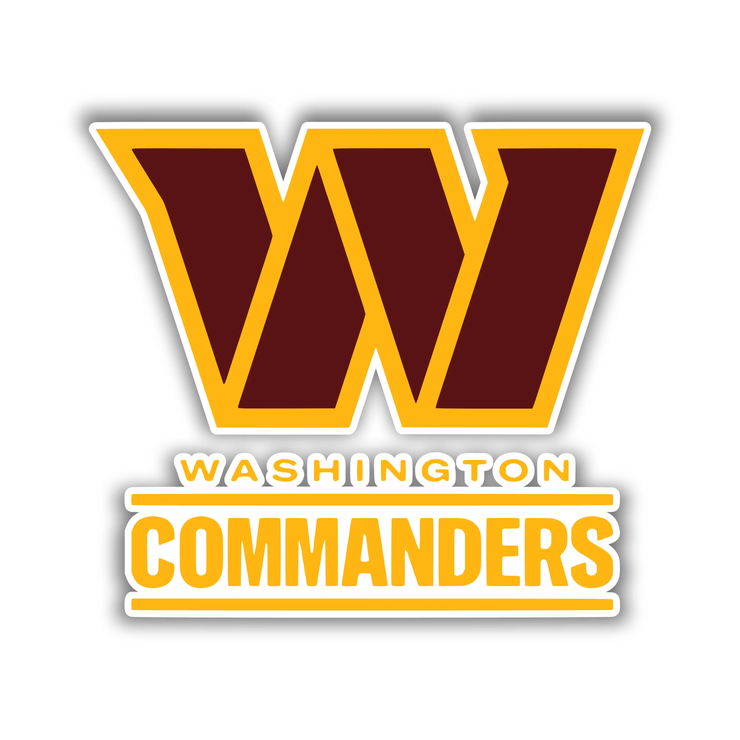 Washington Commanders - Maroon W with Yellow Name - Temporary Tattoo