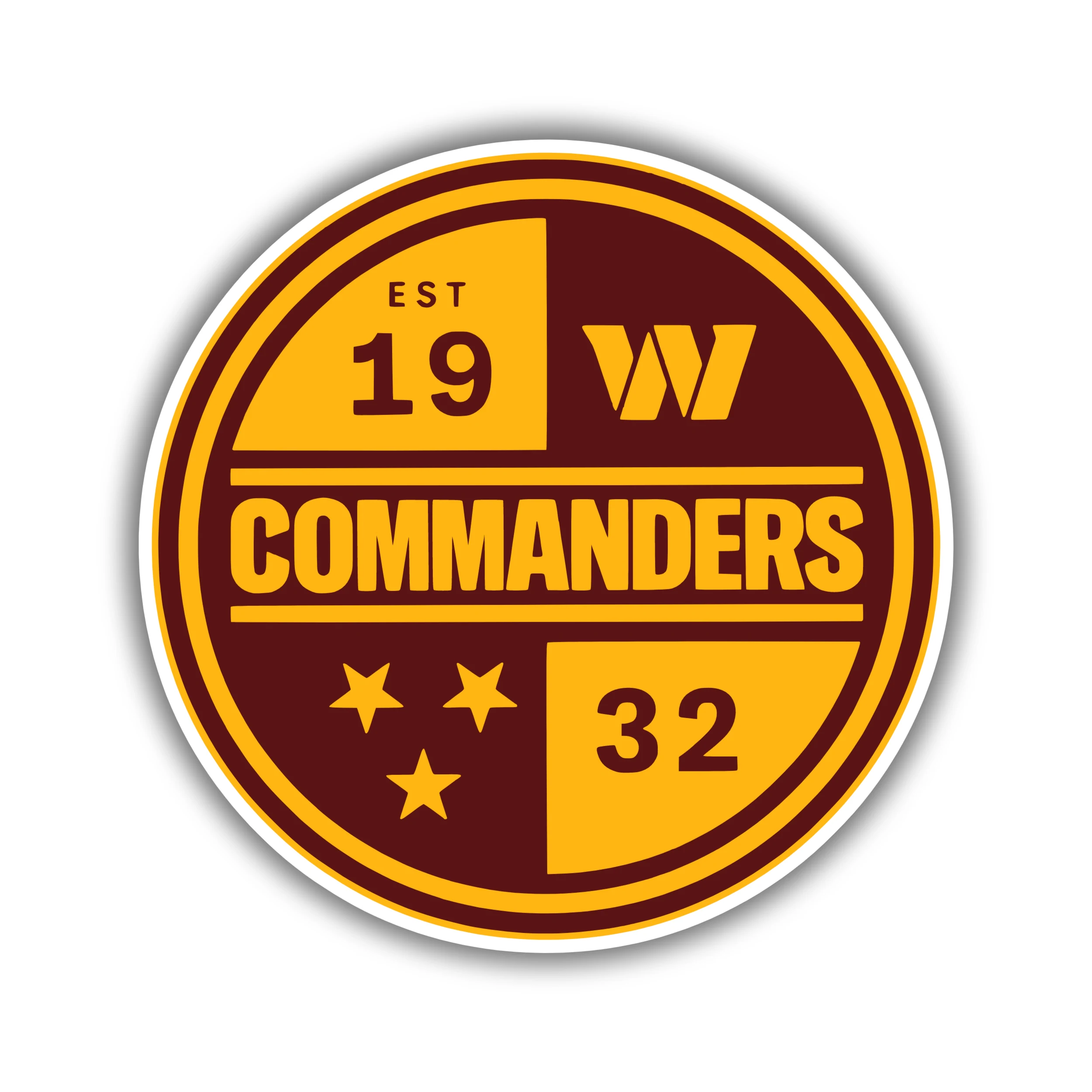 Washington Commanders - Yellow and Maroon Circle - Temporary Tattoo