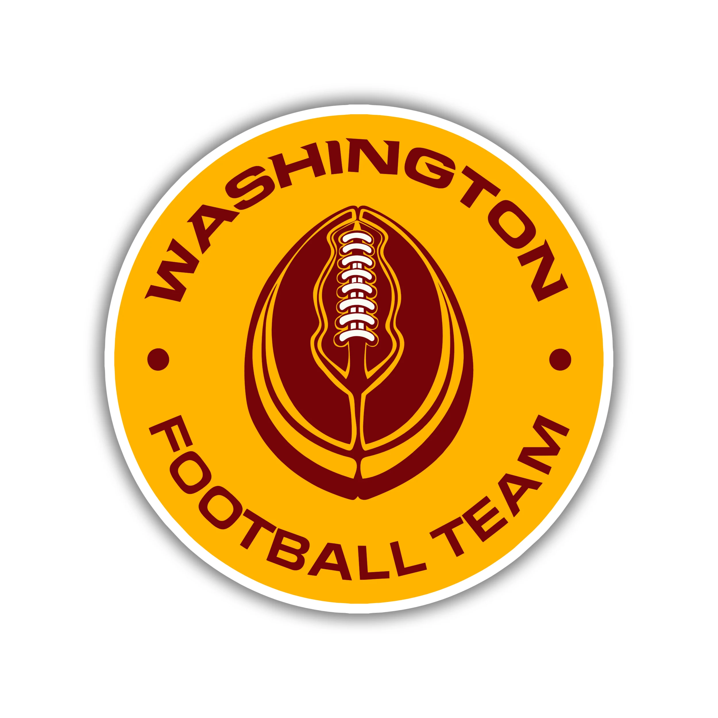 Washington Commanders - Yellow Football Circle- Full Color Vinyl Sticker - Custom Size