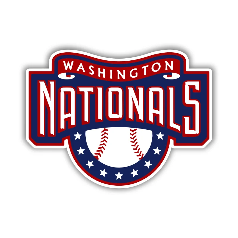 Washington Nationals - Name With Baseball - Full Color Vinyl Sticker - Custom Size