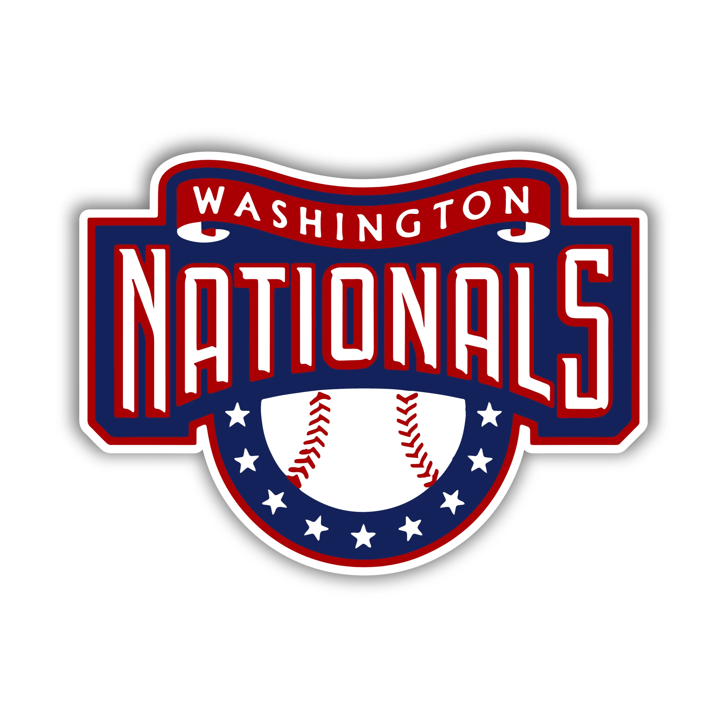 Washington Nationals - Name With Baseball - Full Color Vinyl Sticker - Custom Size