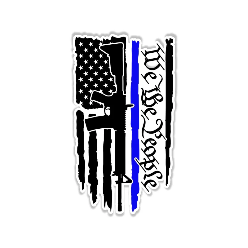 We the People Blue Line American Flag - Full Color Vinyl Decal - custom size