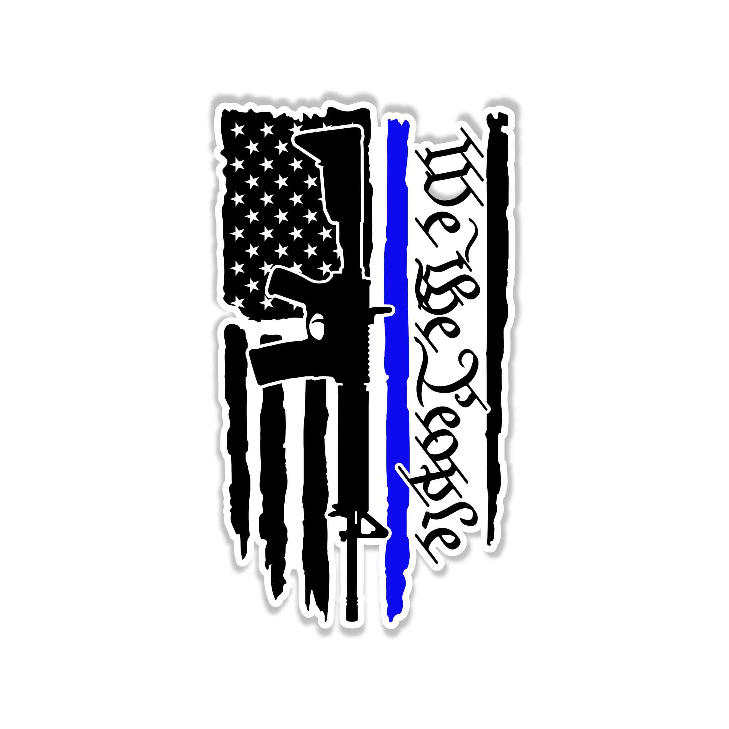 We the People Blue Line American Flag - Full Color Vinyl Decal - custom size