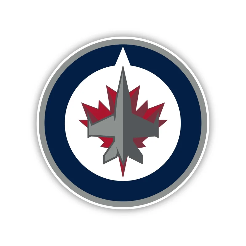 Winnipeg Jets - Blue Circle With Jet In Middle - Iron On DTF Transfer - Custom Size