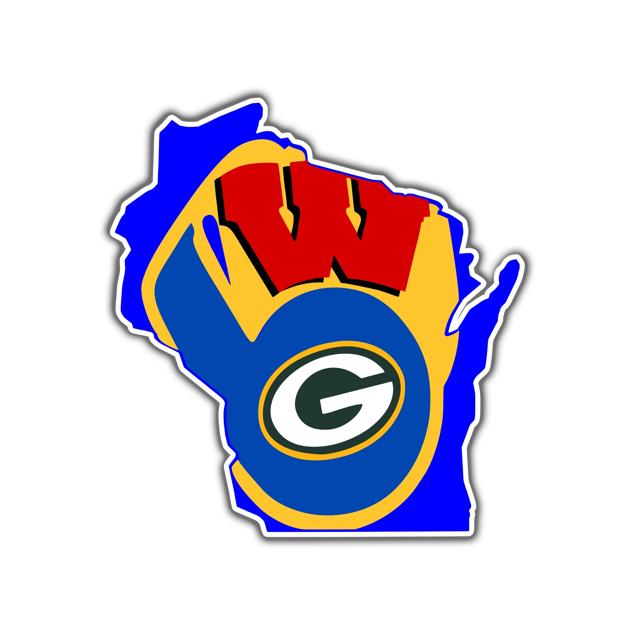 Wisconsin Sport Teams - Mashup - Full Color Vinyl Sticker - Custom Size