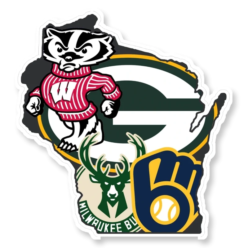 Wisconsin Sports Mashups 2 - Iron On DTF Transfer - Custom Size
