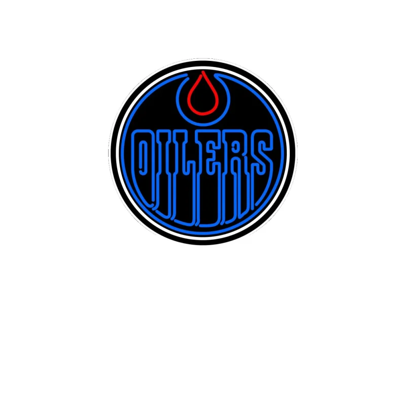 Edmonton Oilers - Black Circle With Oilers - Full Color Vinyl Sticker - Custom Size