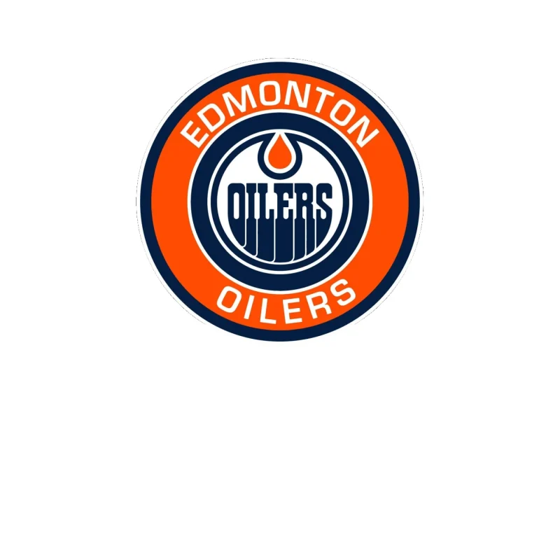 Edmonton Oilers - Orange Circle With Name - Full Color Vinyl Sticker - Custom Size