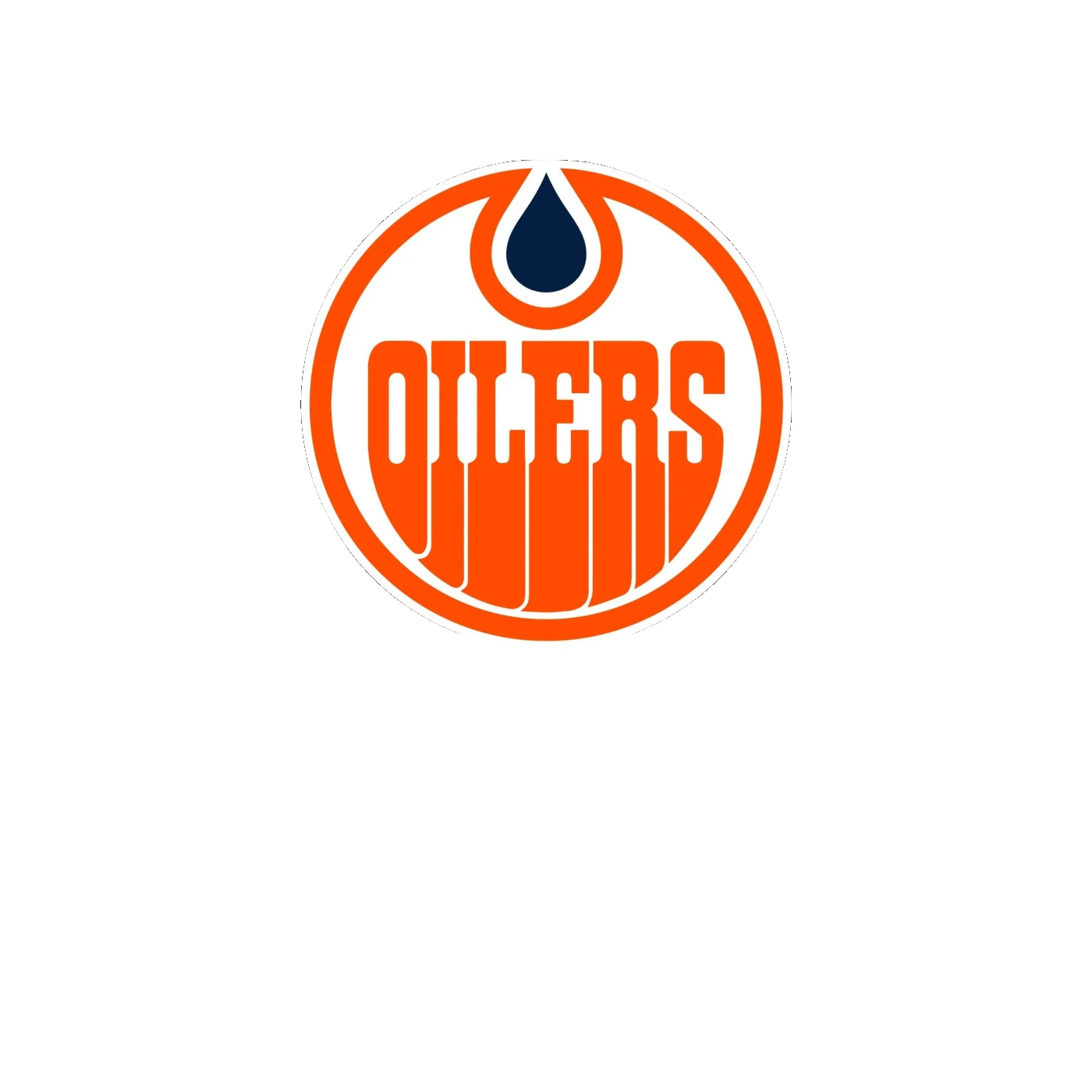 Edmonton Oilers - White Circle With Orange Oilers - Full Color Vinyl Sticker - Custom Size