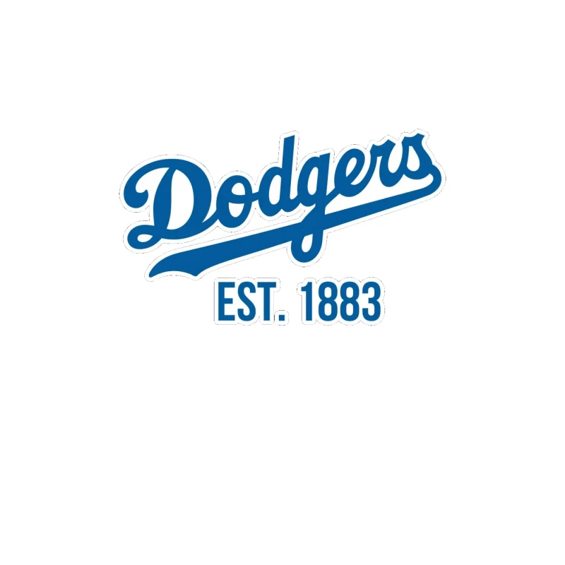 Los Angeles Dodgers - Cursive Dodger EST. 1883 - Full Color Vinyl Sticker - Custom Size