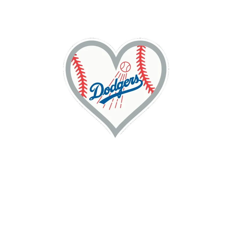 Los Angeles Dodgers - Heart With Dodgers And Baseball In Middle - Full Color Vinyl Sticker - Custom Size