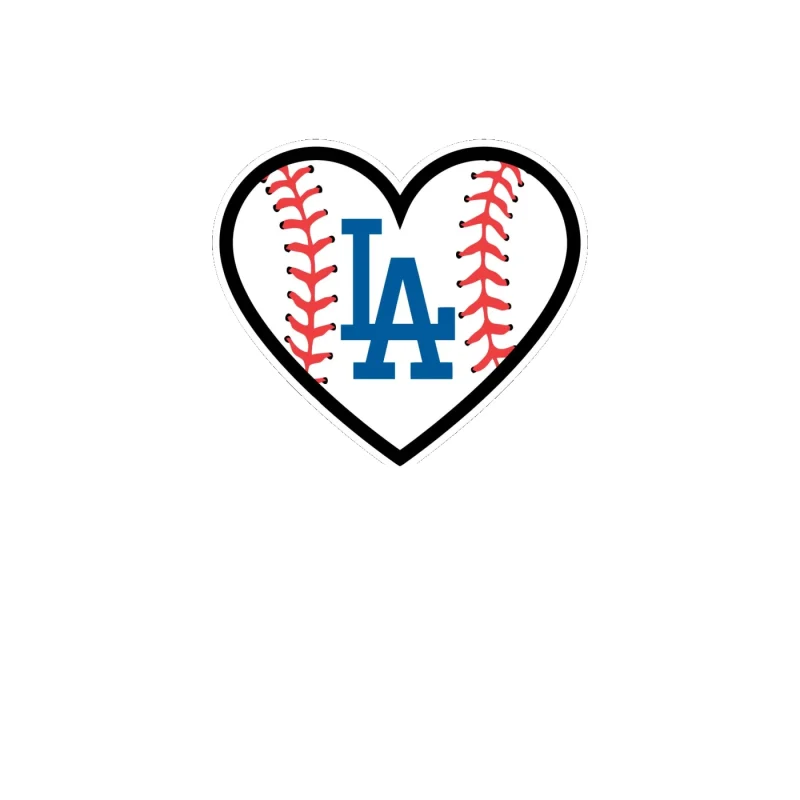 Los Angeles Dodgers - Heart LA In Middle - Full Color Vinyl Sticker - Custom Size