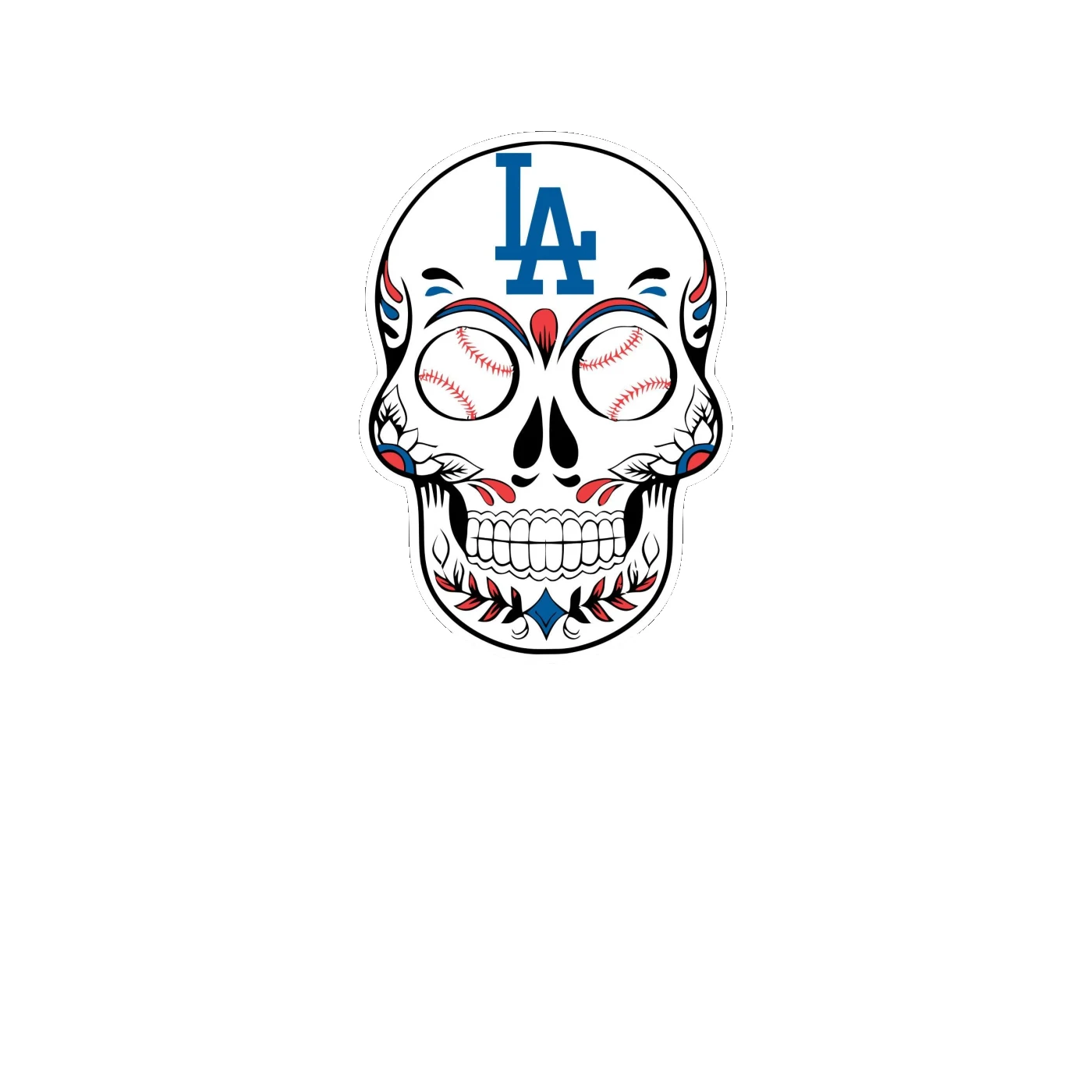 Los Angeles Dodgers - Sugar Skull - Full Color Vinyl Sticker - Custom Size