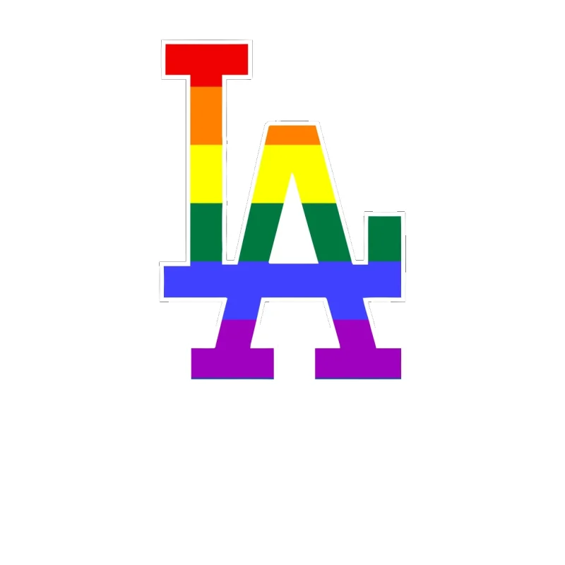 Los Angeles Dodgers - Rainbow LA - Full Color Vinyl Sticker - Custom Size
