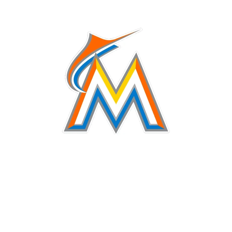Miami Marlins - White M - Full Color Vinyl Sticker - Custom Size