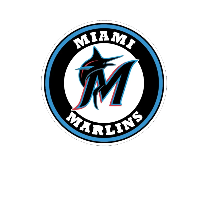 Miami Marlins - Circle Black M - Full Color Vinyl Sticker - Custom Size