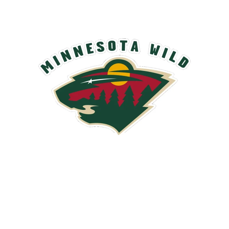 Minnesota Wild - Name With Head - Full Color Vinyl Sticker - Custom Size