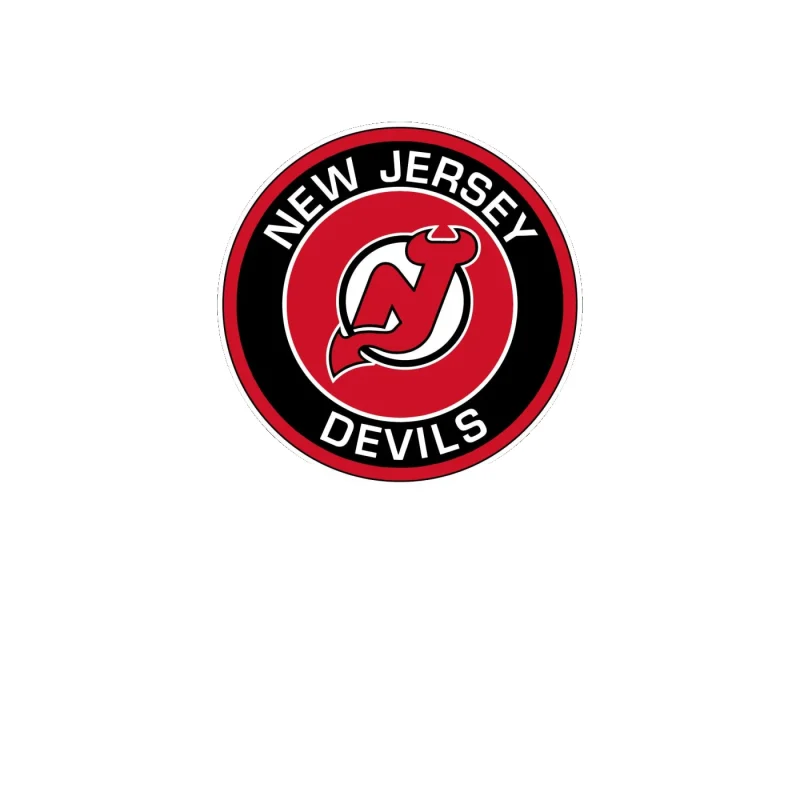 New Jersey Devils - Red And Black Circle - Full Color Vinyl Sticker - Custom Size