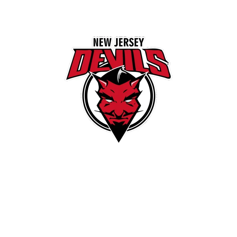 New Jersey Devils - Devil With Name On Top - Full Color Vinyl Sticker - Custom Size