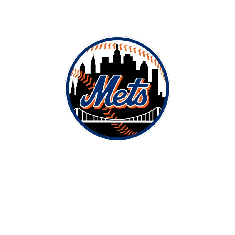 New York Mets - Black Circle With Bridge - Full Color Vinyl Sticker - Custom Size