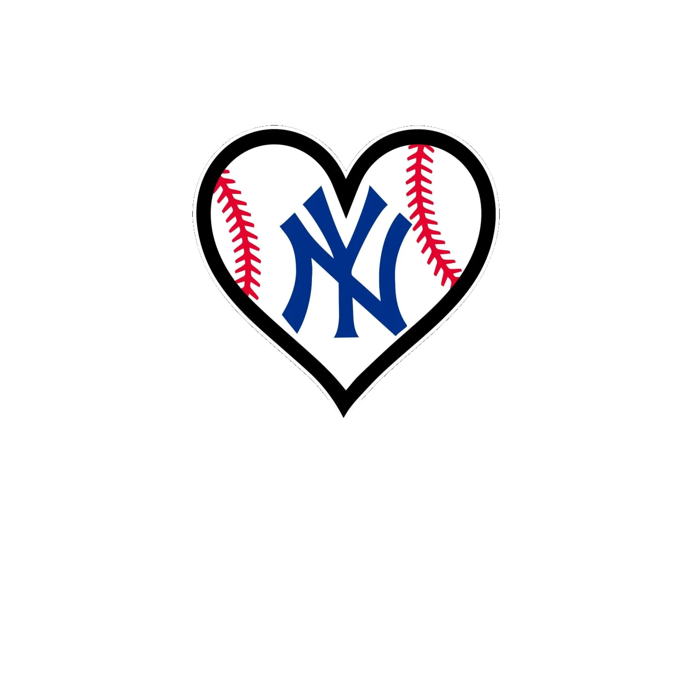 New York Yankees - Heart - Full Color Vinyl Sticker - Custom Size