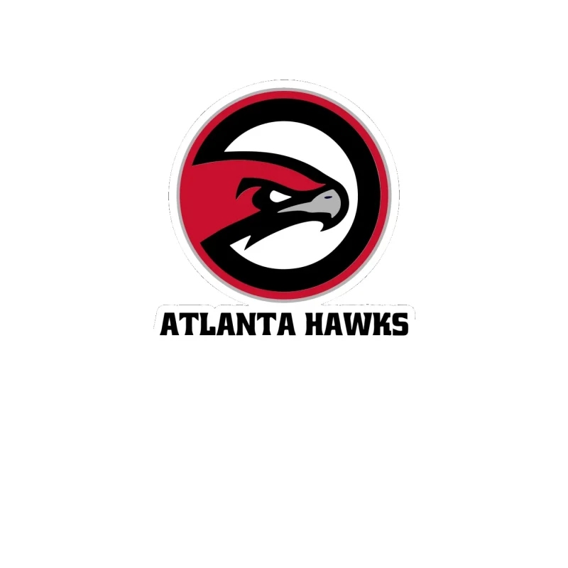 Atlanta Hawks - Hawk With Name And Basketball - Full Color Vinyl Sticker - Custom Size