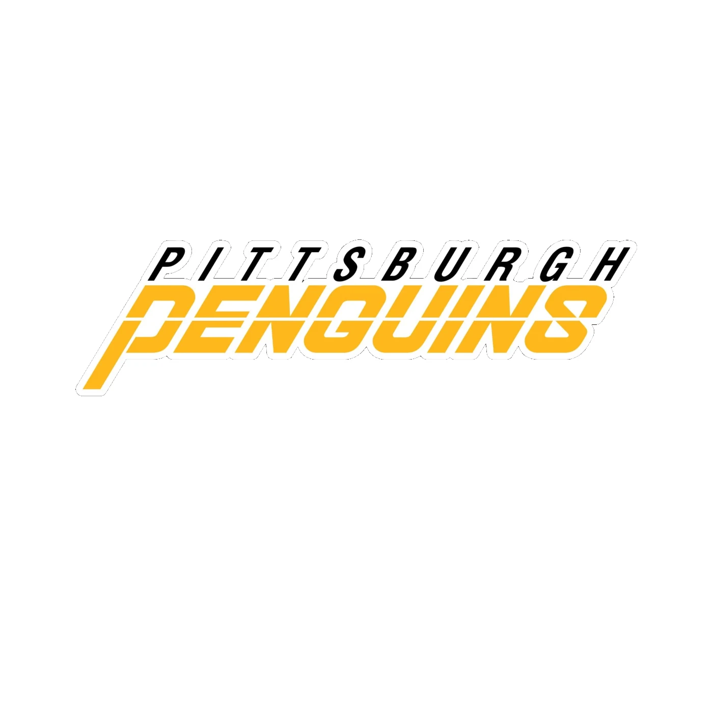 Pittsburgh Penguins - Yellow And Black Name - Full Color Vinyl Sticker - Custom Size