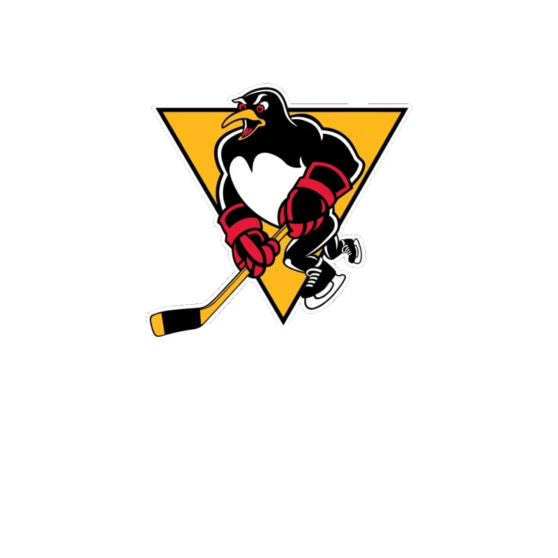 Pittsburgh Penguins - Triangle With Penguin With Red Gloves - Full Color Vinyl Sticker - Custom Size
