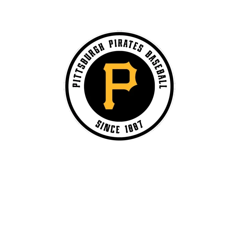 Pittsburgh Pirates - White Circle Black Words - Full Color Vinyl Sticker - Custom Size