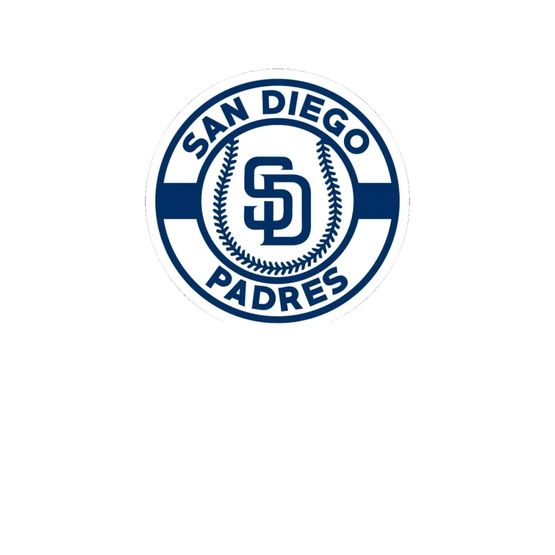 San Diego Padres - White Circle With Baseball - Full Color Vinyl Sticker - Custom Size