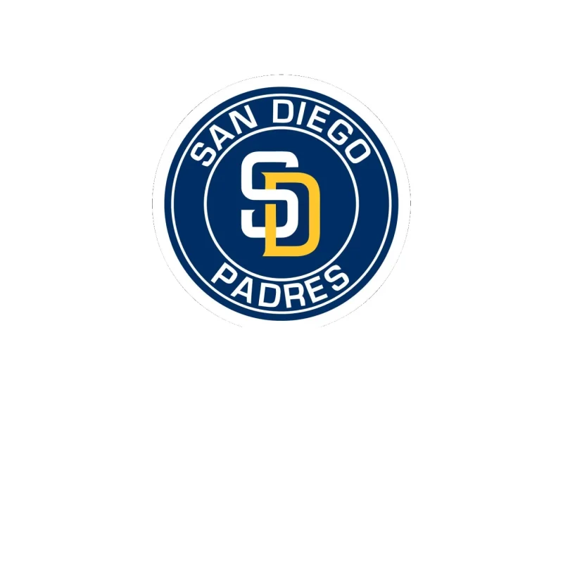San Diego Padres - Blue Circle With White Name And Yellow D - Full Color Vinyl Sticker - Custom Size