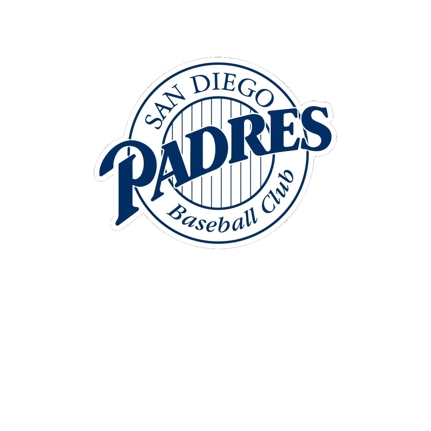 San Diego Padres - Blue Circle With Stripes and Padres - Full Color Vinyl Sticker - Custom Size