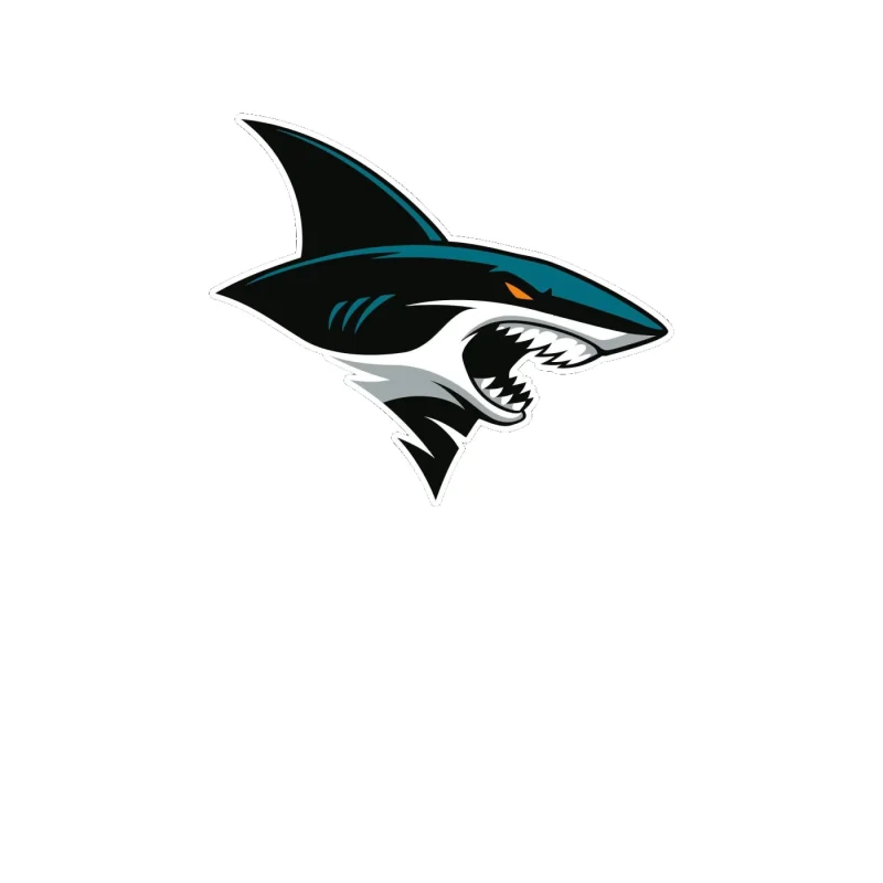 San Jose Sharks - Shark Head - Full Color Vinyl Sticker - Custom Size