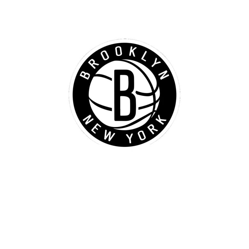 Brooklyn Nets - Black Circle With Name - Full Color Vinyl Sticker - Custom Size