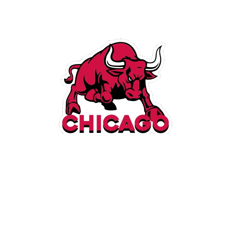 Chicago Bulls - Bull With Chicago - Full Color Vinyl Sticker - Custom Size
