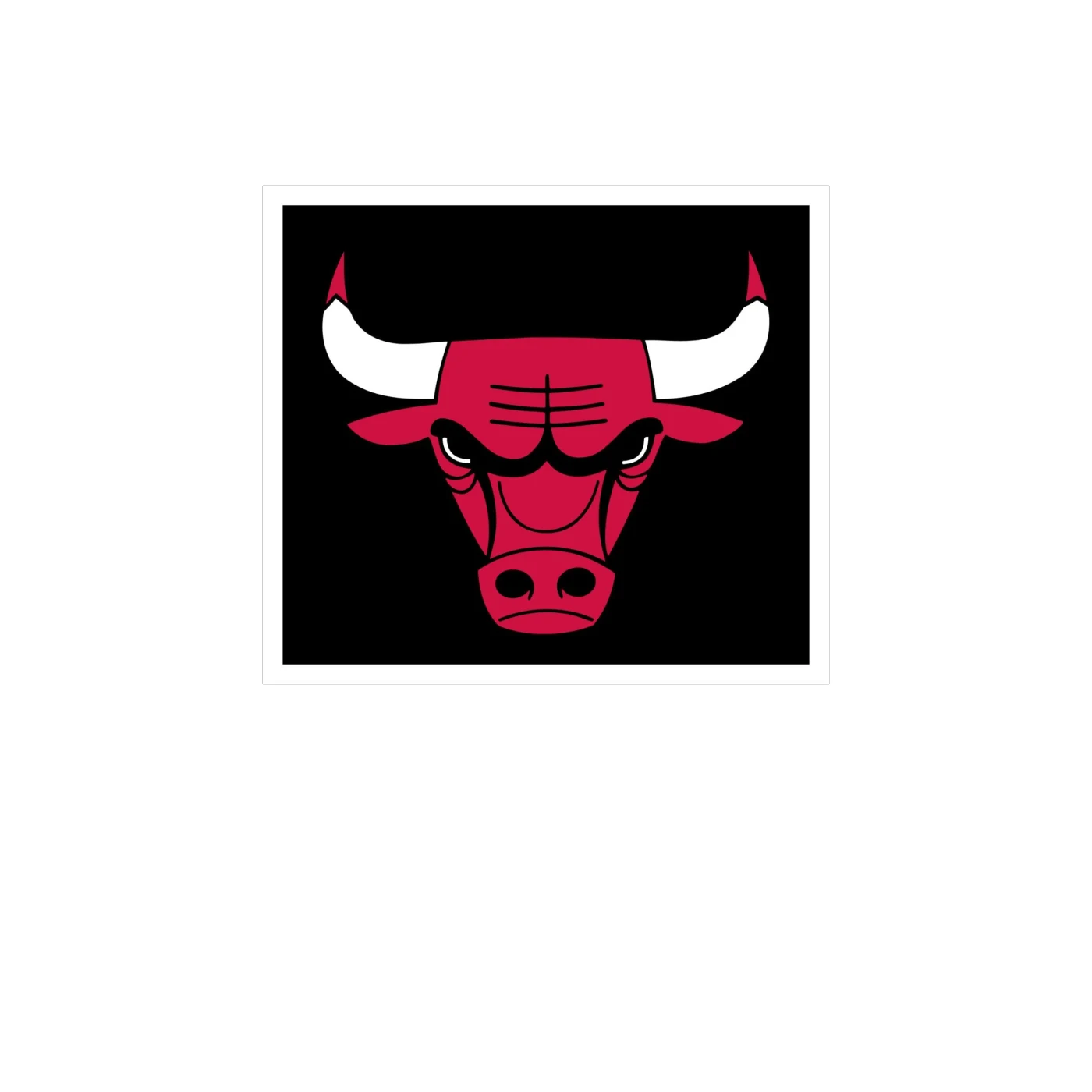 Chicago Bulls - Black Square With Bull Head - Full Color Vinyl Sticker - Custom Size