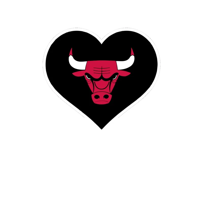 Chicago Bulls - Heart - Full Color Vinyl Sticker - Custom Size