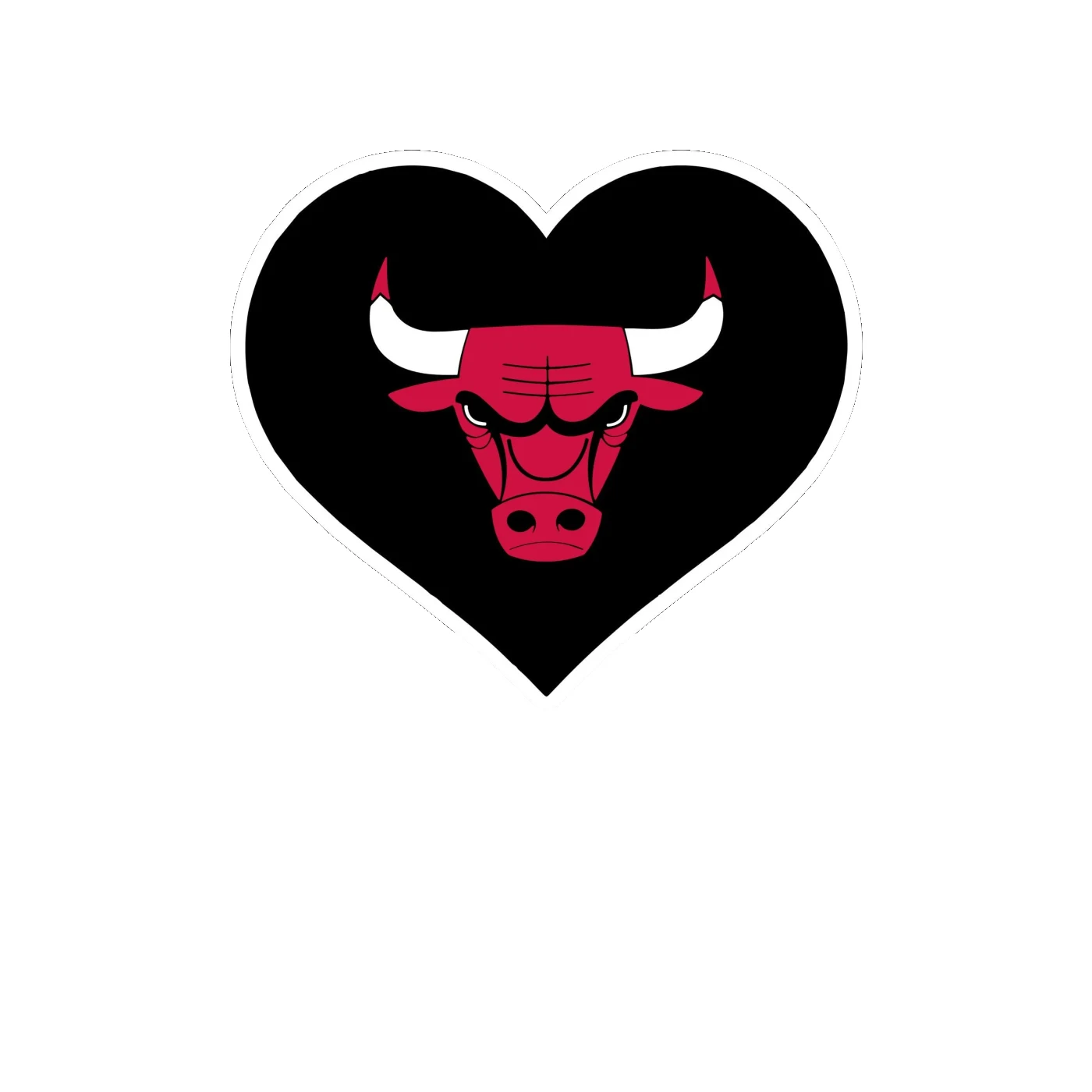 Chicago Bulls - Heart - Full Color Vinyl Sticker - Custom Size