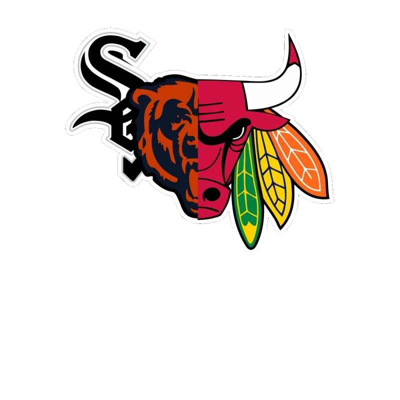Chicago Sports Teams Mashup - Image 5 - Full Color Vinyl Sticker - Custom Size