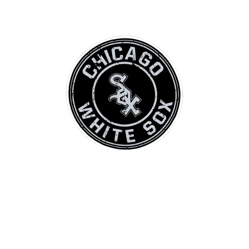 Chicago White Sox - Black and Gray Circle - Full Color Vinyl Sticker - Custom Size
