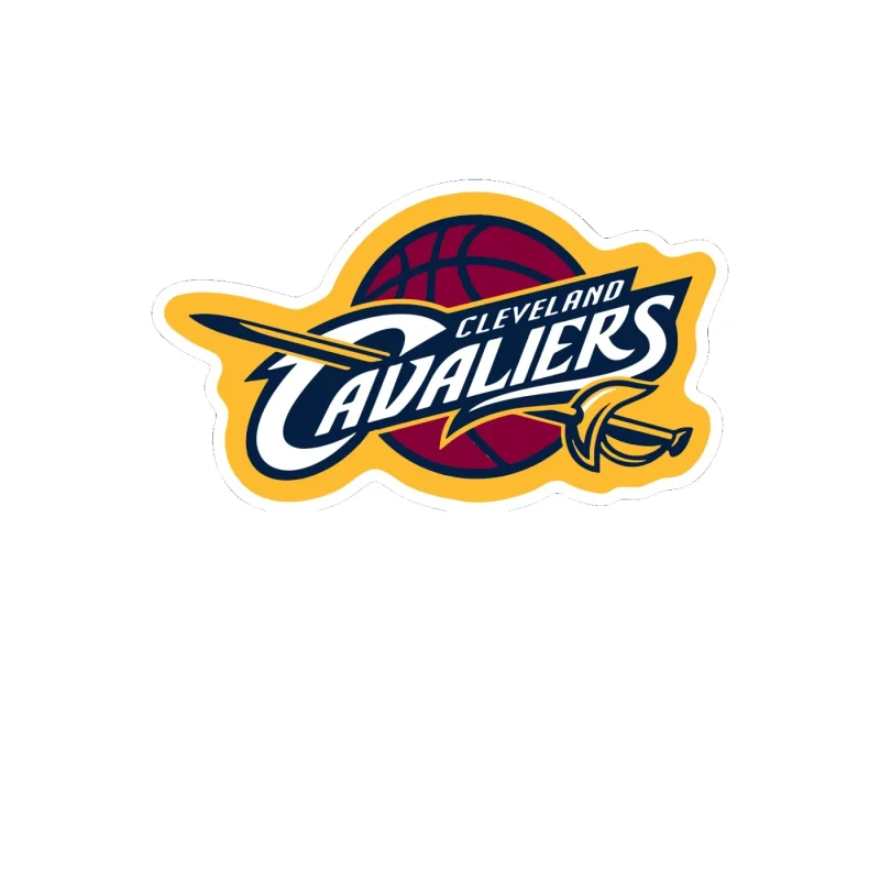 Cleveland Cavaliers - Maroon Basketball With Name - Full Color Vinyl Sticker - Custom Size