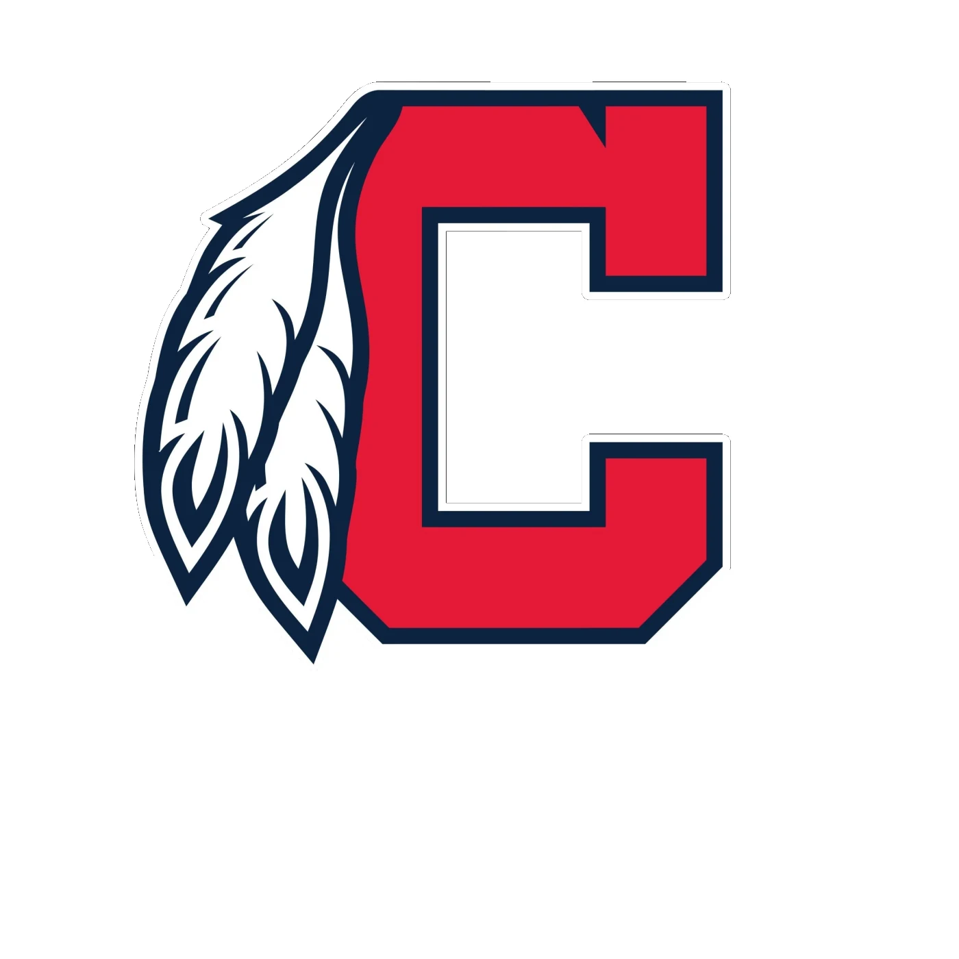 Cleveland Indians - C With Feathers - Full Color Vinyl Sticker - Custom Size