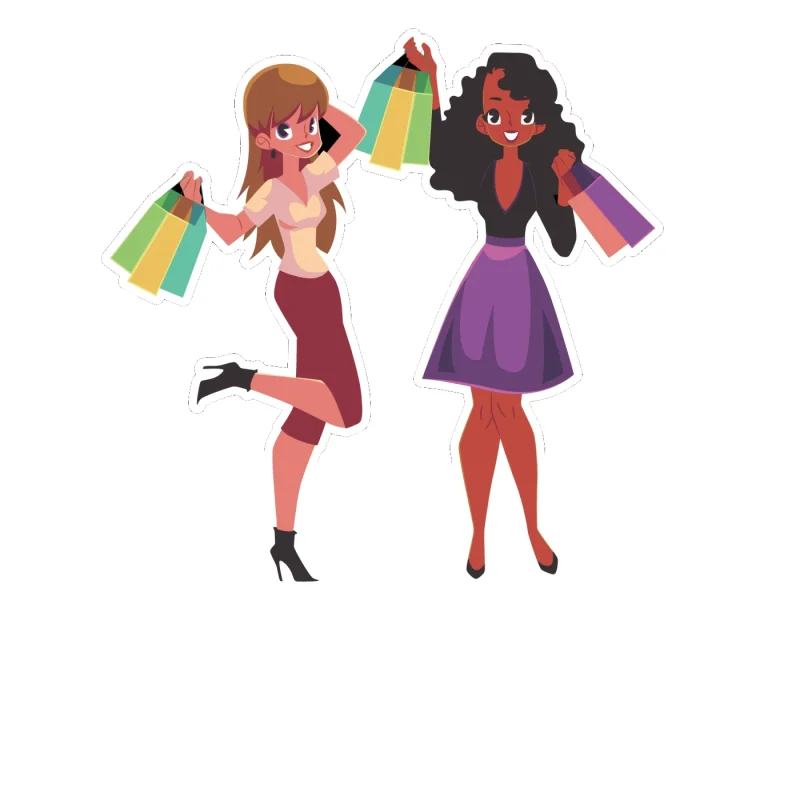 Custom for Shannon - 2 Girls Shopping- Full Color Vinyl Decal