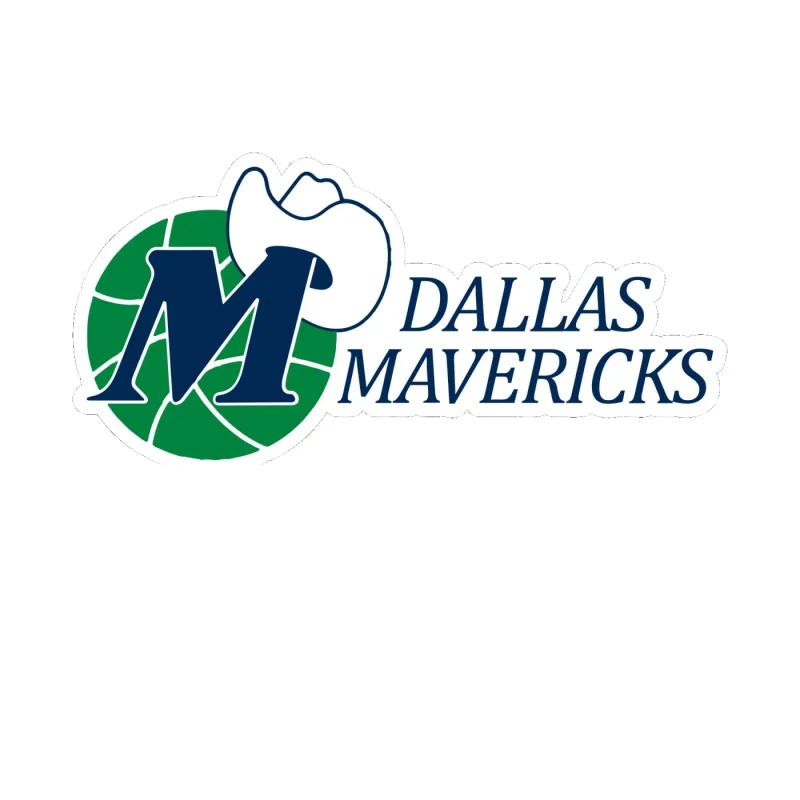 Dallas Mavericks - Basketball With Hat And Name - Full Color Vinyl Sticker - Custom Size