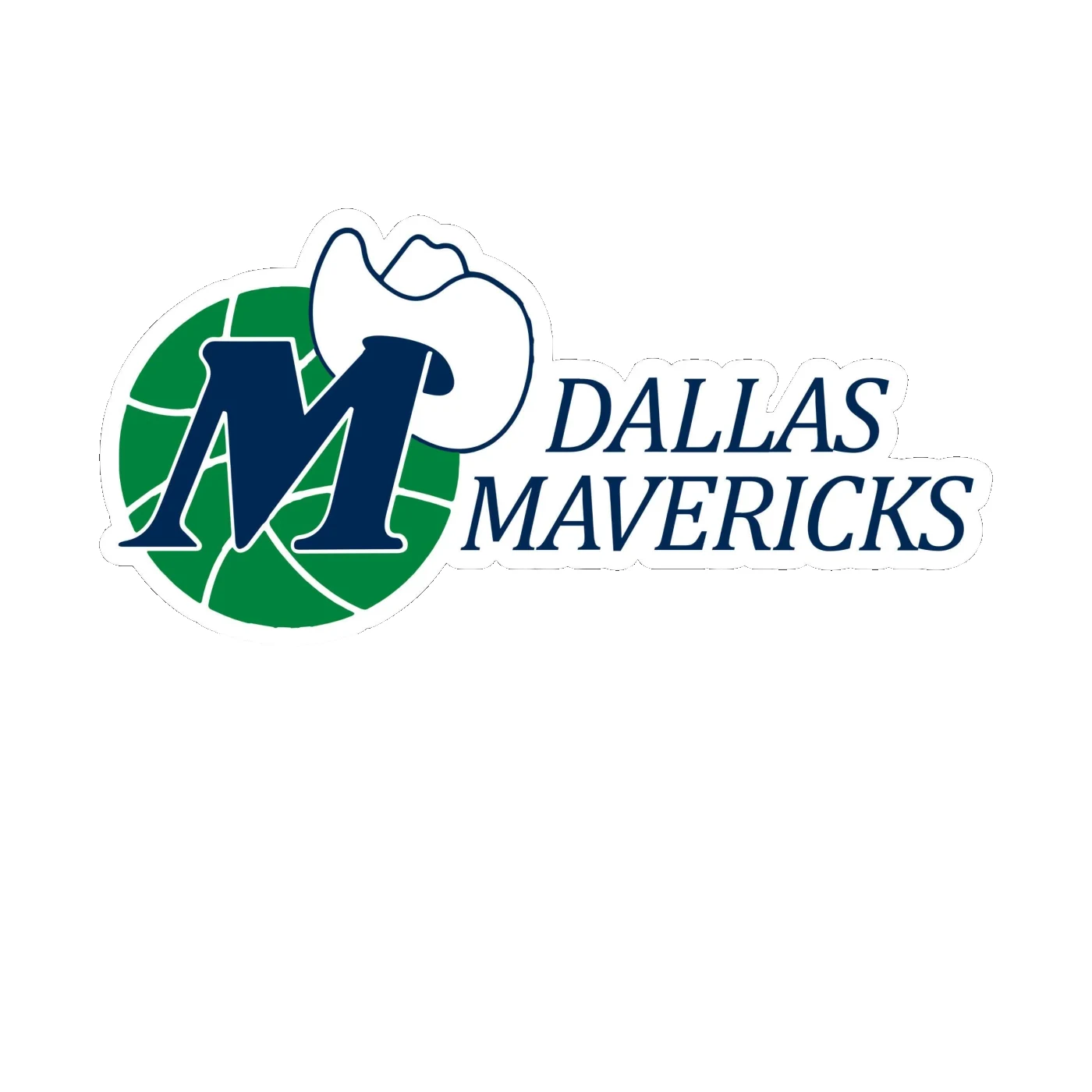 Dallas Mavericks - Basketball With Hat And Name - Full Color Vinyl Sticker - Custom Size
