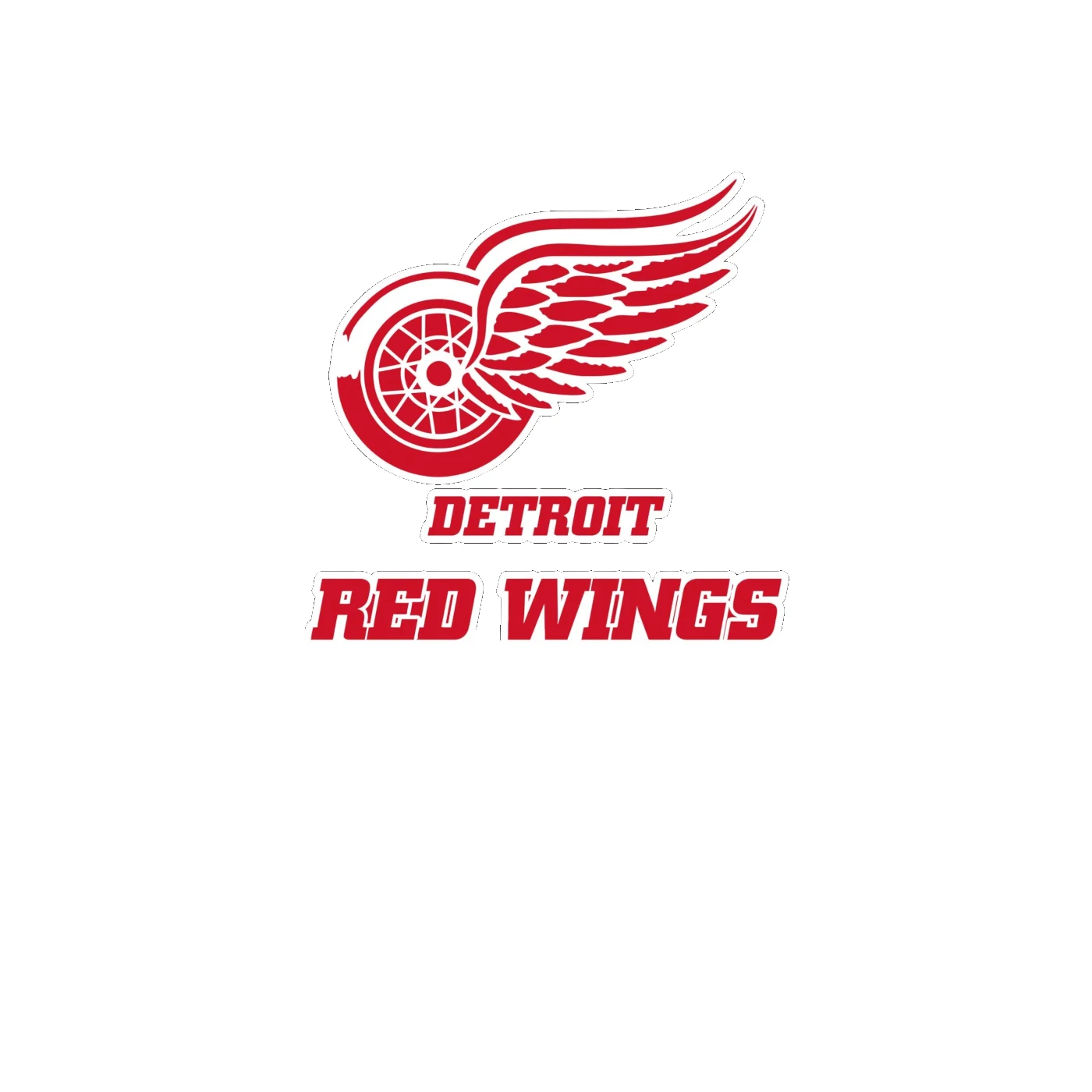 Detroit Red Wings - Wing With Name - Full Color Vinyl Sticker - Custom Size